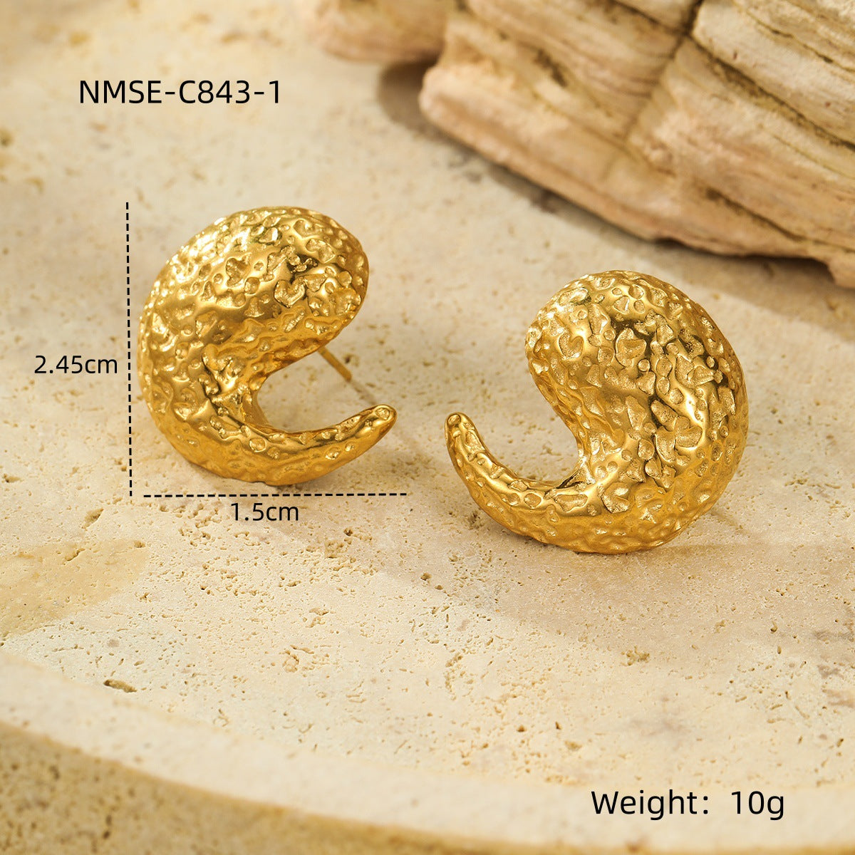 Pendientes de Acero Inoxidable Minimalistas con Forma de Gota de Agua, Chapado en Oro de 18K, Diseño Calado Texturizado, Hipoalergénicos, para Mujer