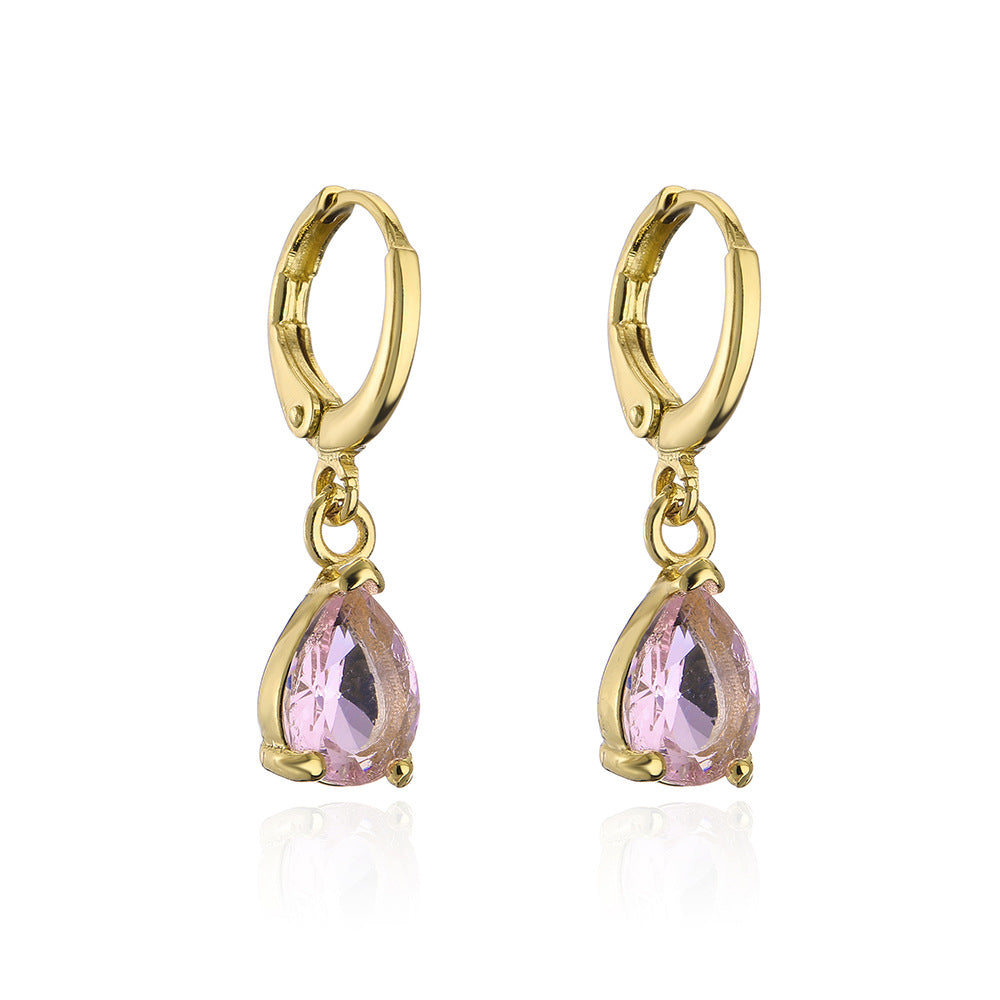 Vintage Geometric Dangle Earrings in Copper with Real Gold Plating and Micro-Pavé Zirconia for Women