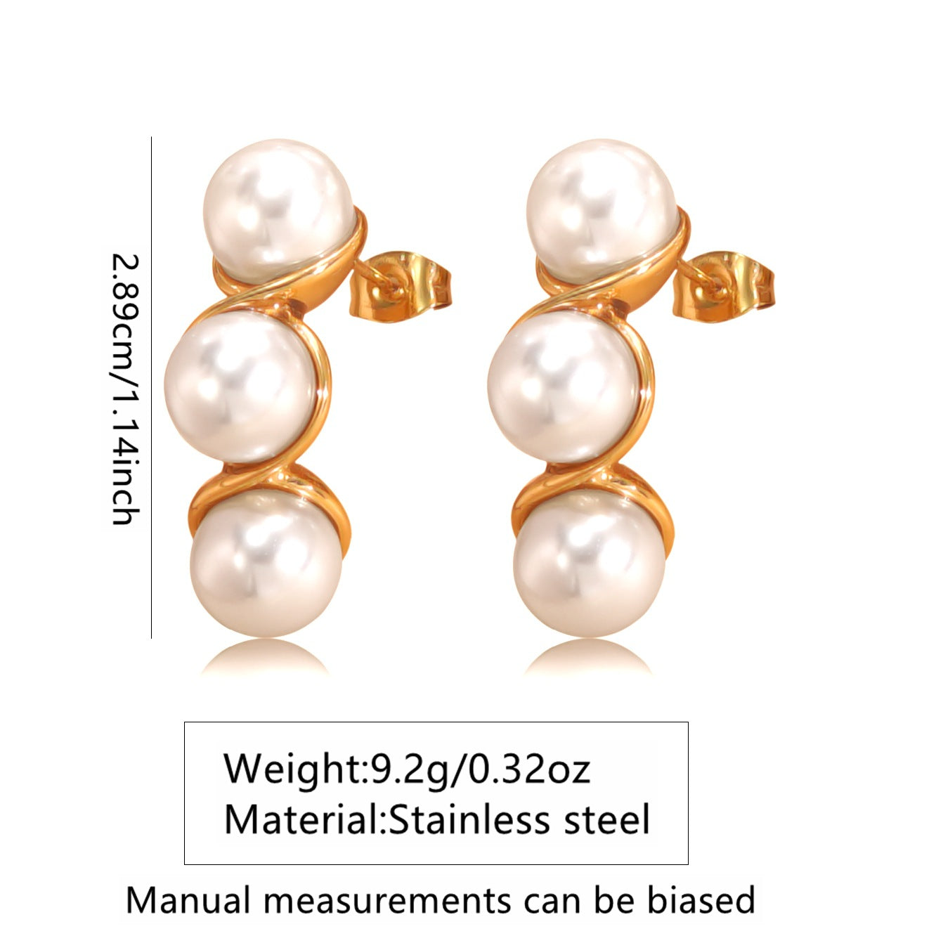 Vintage Geometric Round Pearl Plated Stainless Steel Earrings for Women