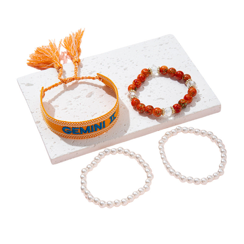 Bohemian Children's Woven Bracelet with Star Charm and White Crystal Accent for Girls Aged 6 to 10 Years