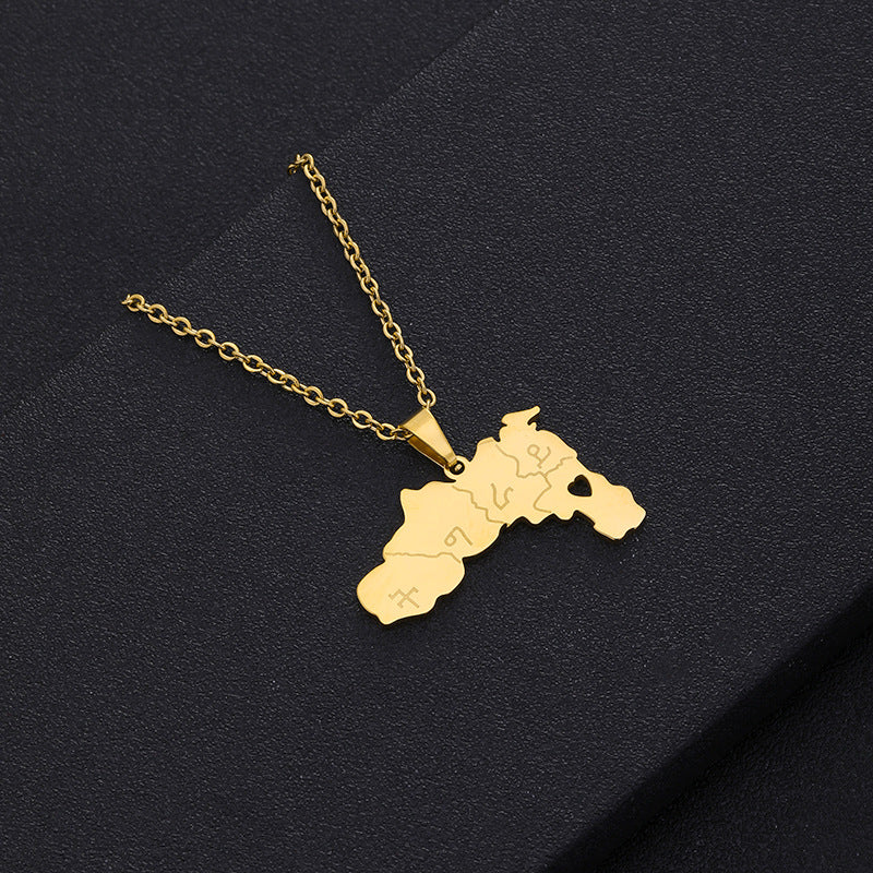 Collana con Pendente Geometrico in Acciaio Inossidabile con Ciondolo in Acciaio al Titanio, Finitura Galvanizzata, Catena a O, Accessorio Moda Unisex