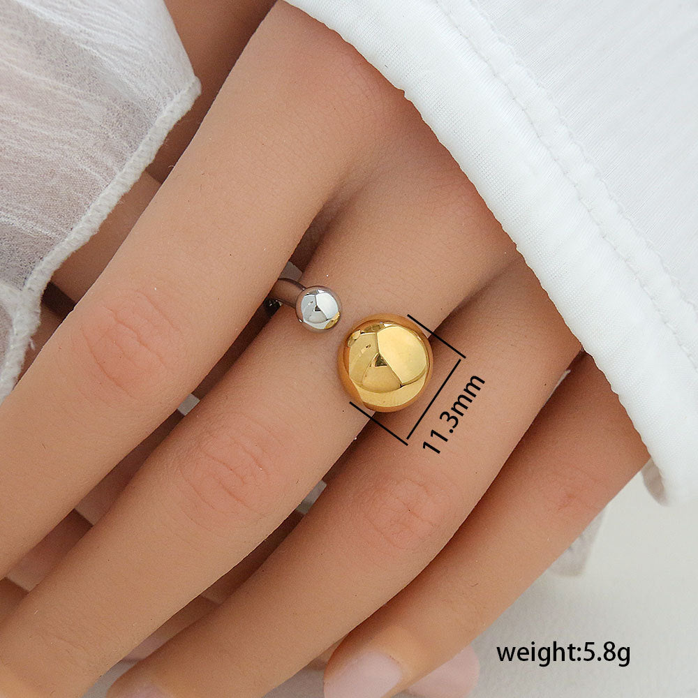Anillo Ajustable Minimalista Geométrico de Acero Inoxidable con Baño de Oro para Mujer y Hombre