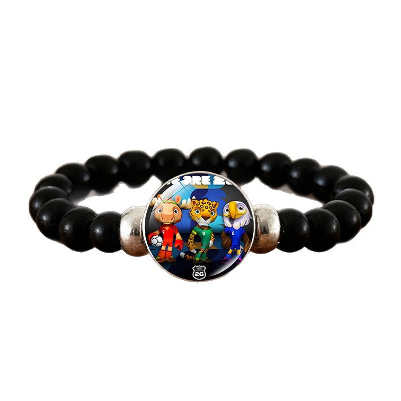 Geometric Crystal Beaded Bracelet Unisex Black Wristband