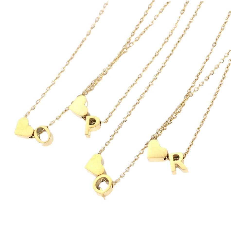 Collana Minimalista con Ciondolo a Cuore in Acciaio Inossidabile, Charms in Acciaio al Titanio e Finitura Placcata per Uomo e Donna