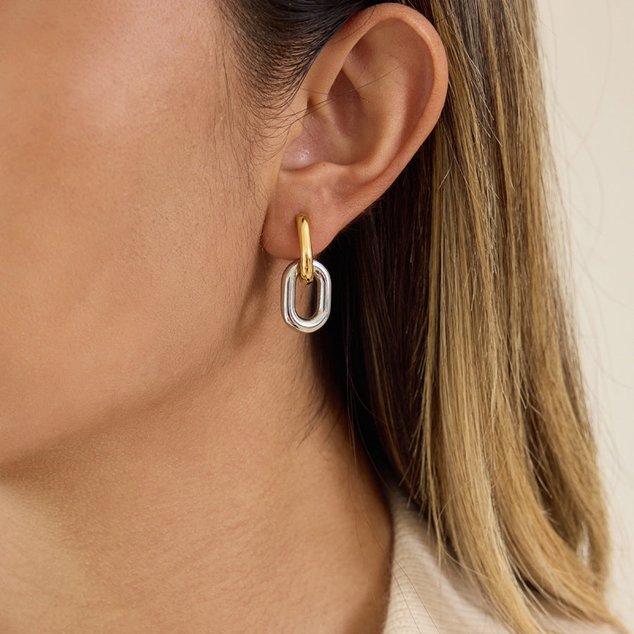 Orecchini a Cerchio Geometrici Minimalisti da Donna in Acciaio Inossidabile con Finitura Placcata Ipoallergenici Leggeri Gioielli di Lusso
