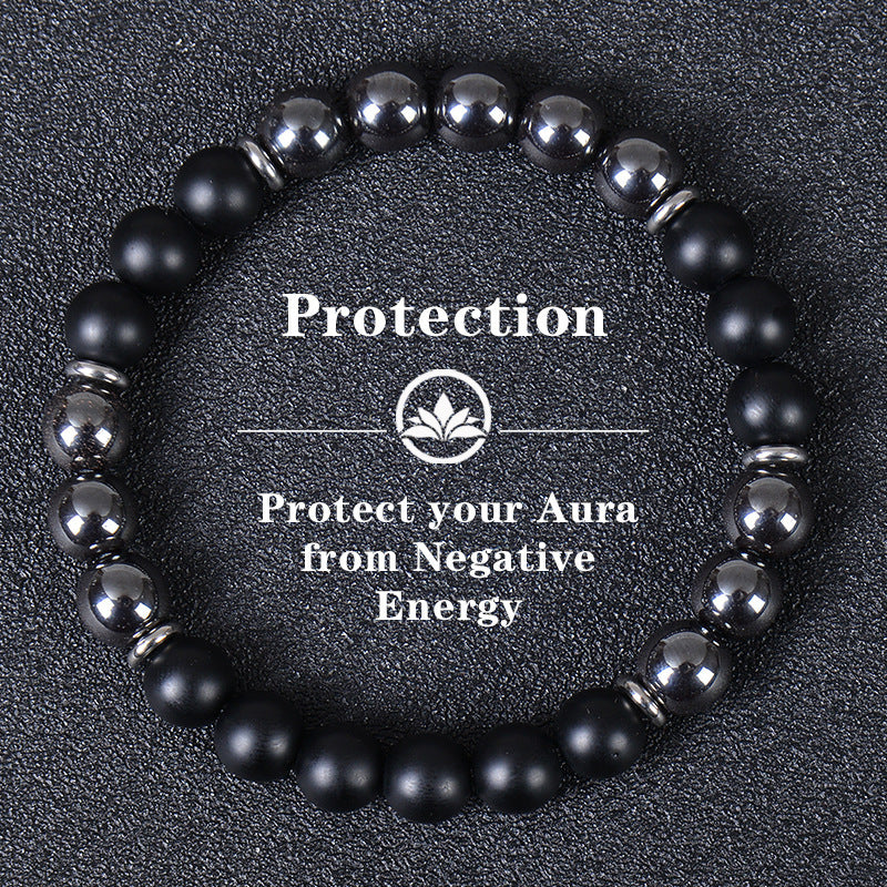 Natural Tiger Eye Obsidian Magnetic Stone Beaded Bracelet Geometric Round Unisex Handmade Jewelry