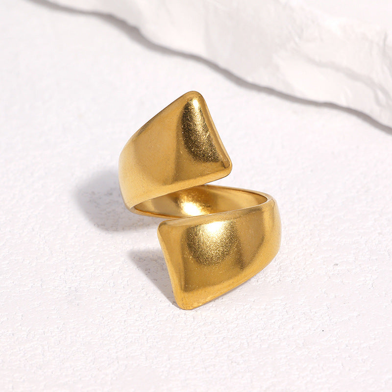 Minimalist Geometric Polished Stainless Steel Open Ring for Women