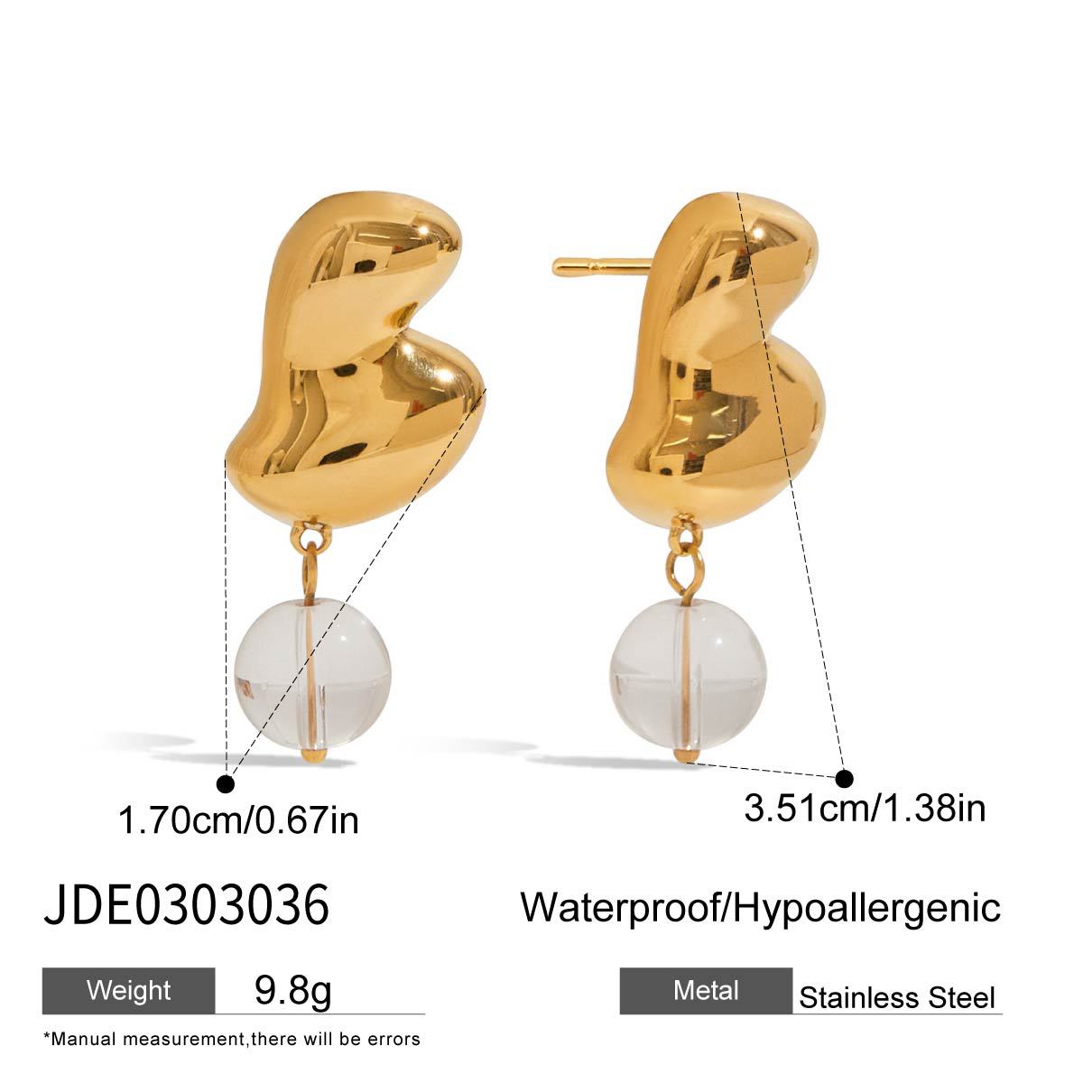 Orecchini da donna geometrici minimalisti in acciaio inossidabile con placcatura in oro PVD sottovuoto