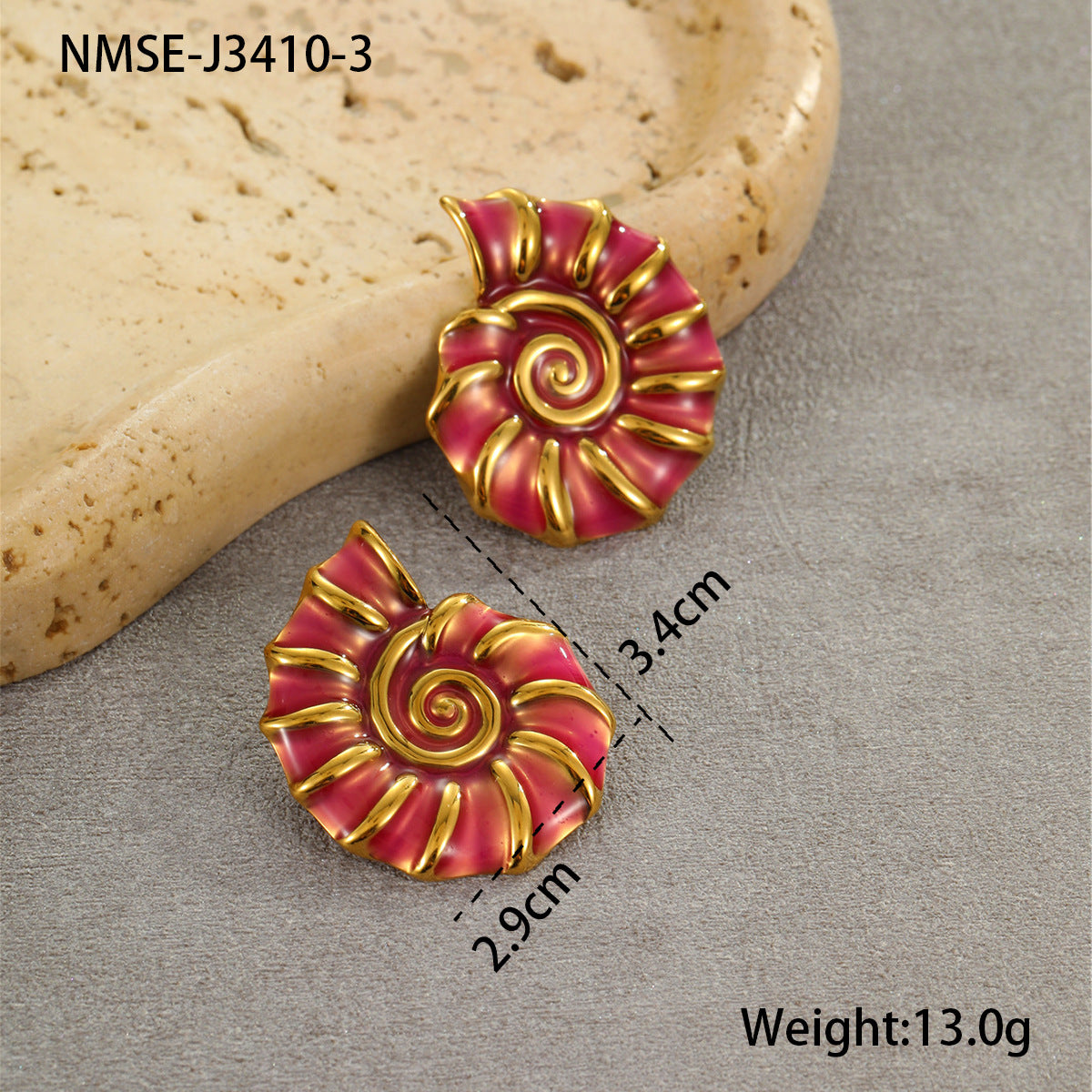 Pendientes de Acero Inoxidable con Forma de Concha Marina, Inspirados en el Océano, con Baño de Oro de 18K para Mujer