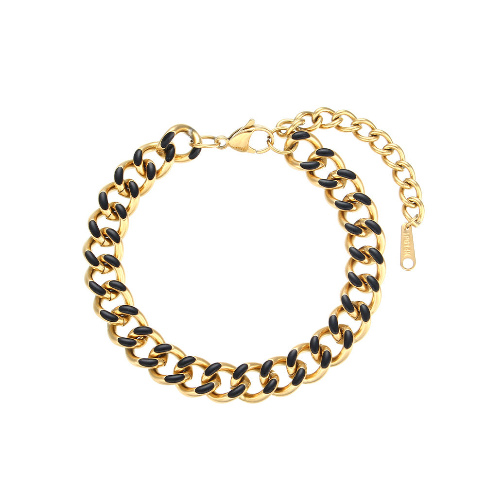 Minimalist Geometric Stainless Steel Plated Cuban Link Bracelet for Women