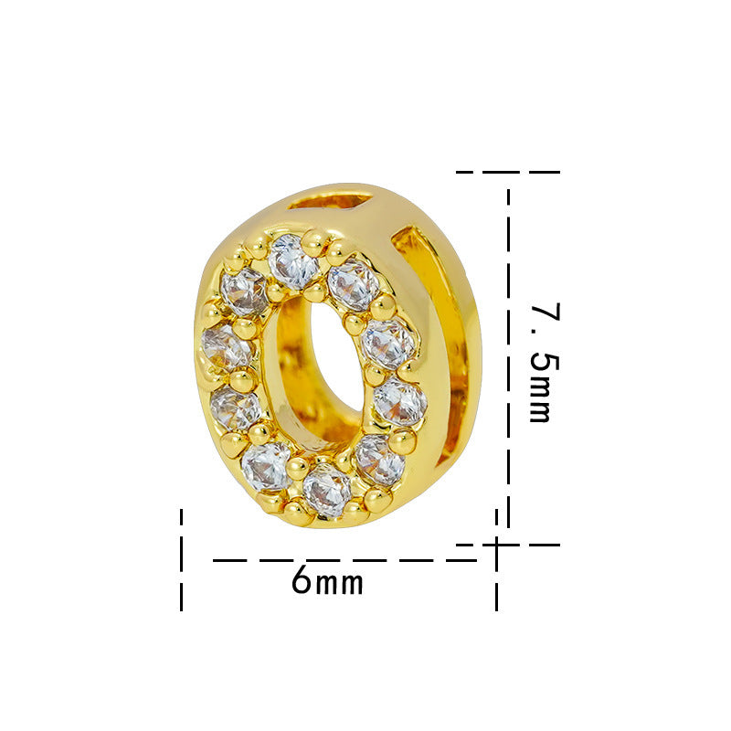 Collana con Ciondolo a Lettera Minimalista da Donna in Acciaio al Titanio con Placcatura in Oro 18K e Strass su Catena O-Ring