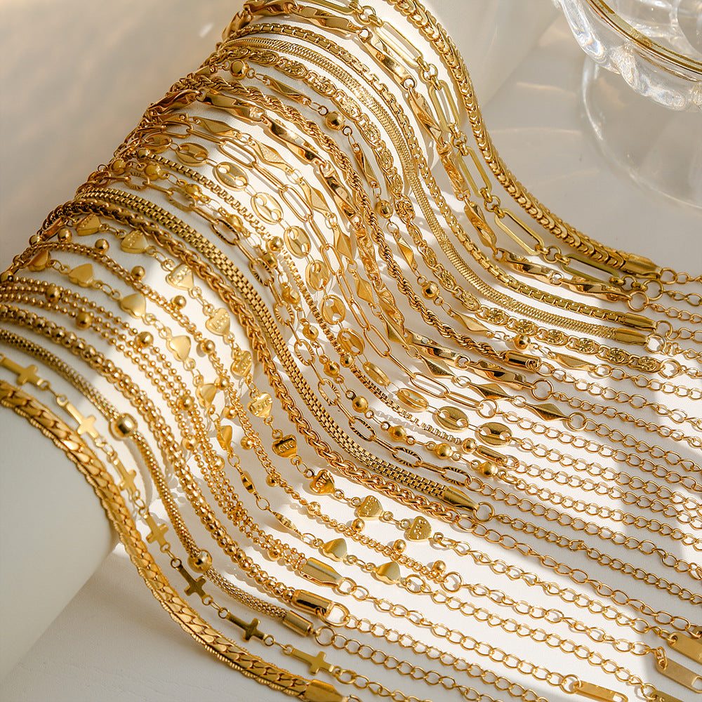 Bracciale da donna minimalista a rombi in acciaio al titanio con placcatura in oro 18 carati, accessorio di moda versatile