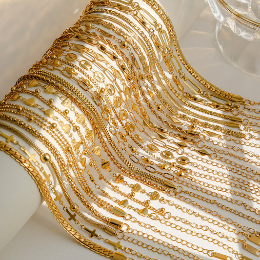 Pulsera Minimalista de Acero de Titanio con Rombo para Mujer con Chapado en Oro de 18K, Accesorio de Moda Versátil