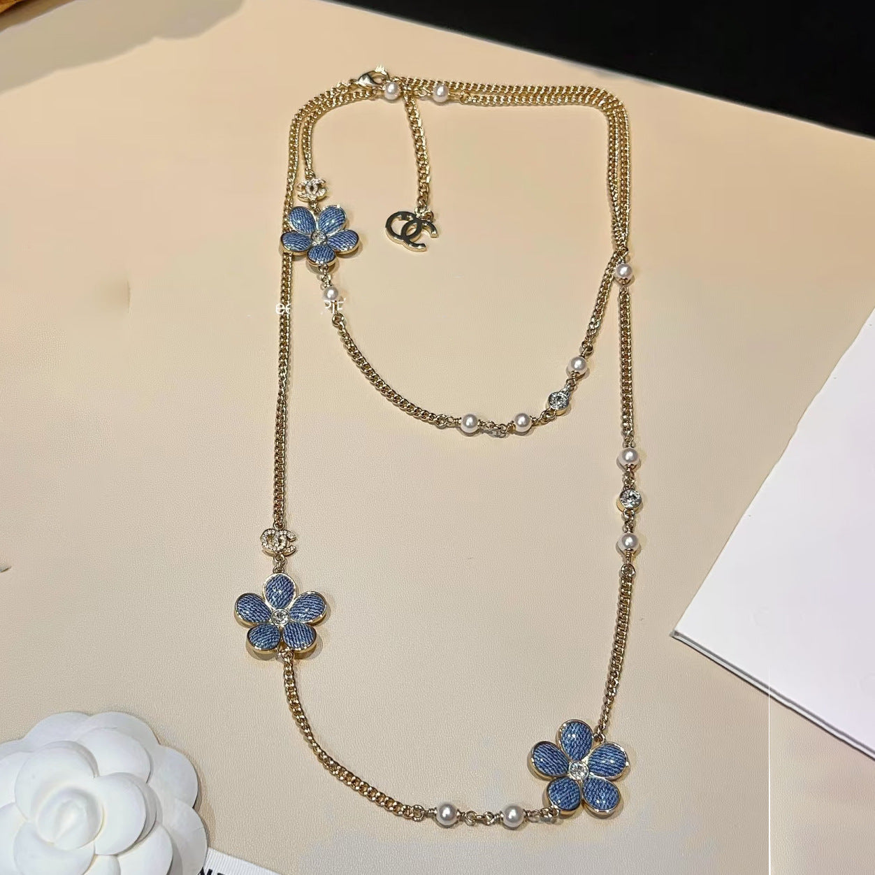 Collana Maglione Donna Placcata Ottone con Fiori