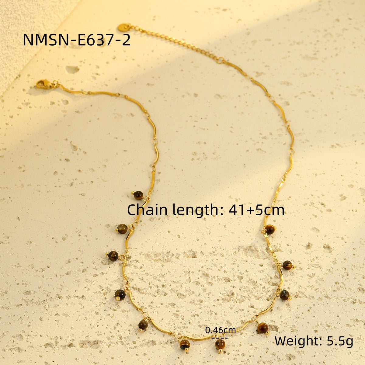 Minimalist Tiger Eye Pendant Necklace for Women with Stainless Steel Chain and Plated Finish