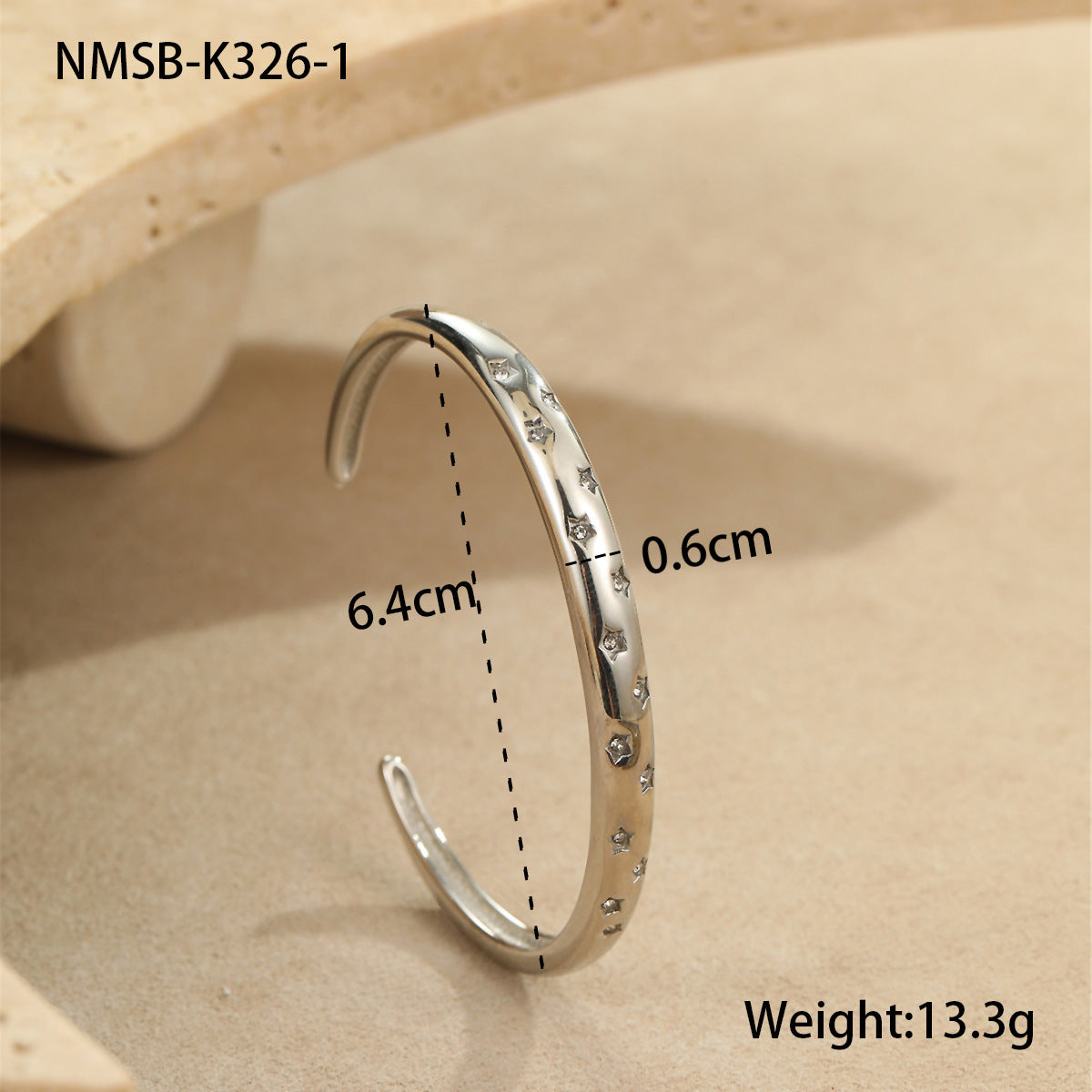 Fashionable Geometric Star-Shaped Titanium Steel Bracelet with Rhinestone Inlay for Women