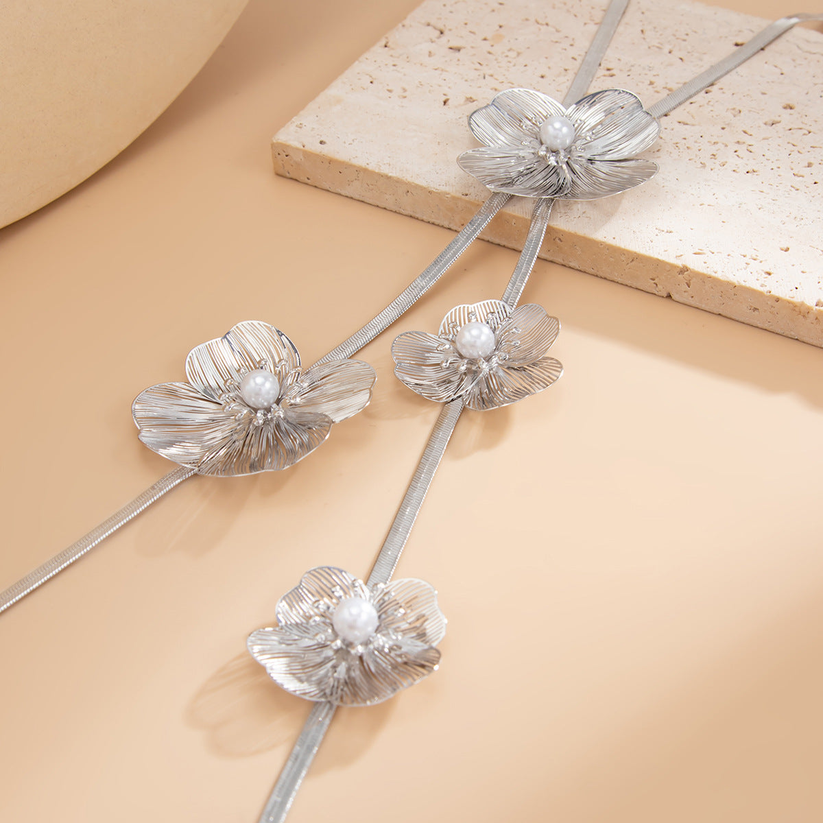 Minimalist Butterfly Floral Ginkgo Leaf Pendant Necklace with Plated Metal Snake Chain for Women