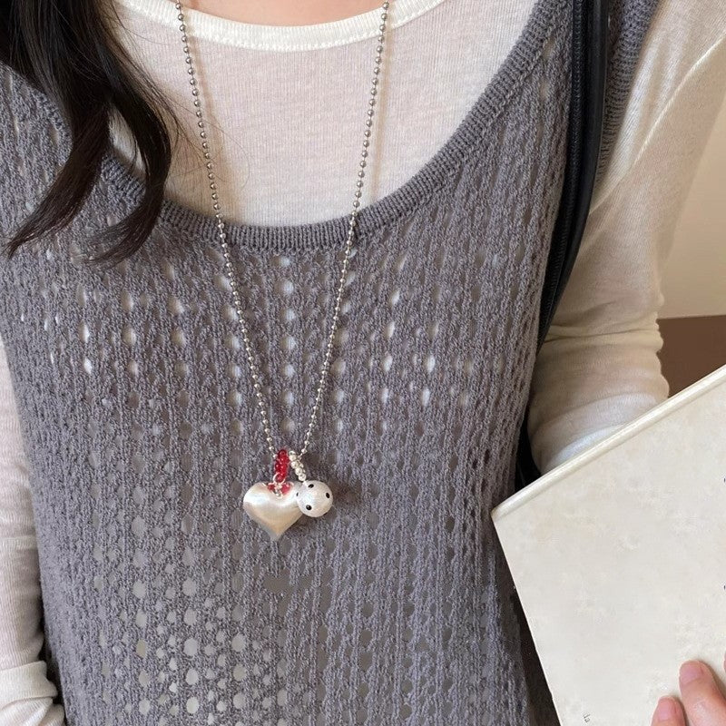 Collana con ciondolo geometrico minimalista in rame placcato da donna, catena maglione di lusso leggera