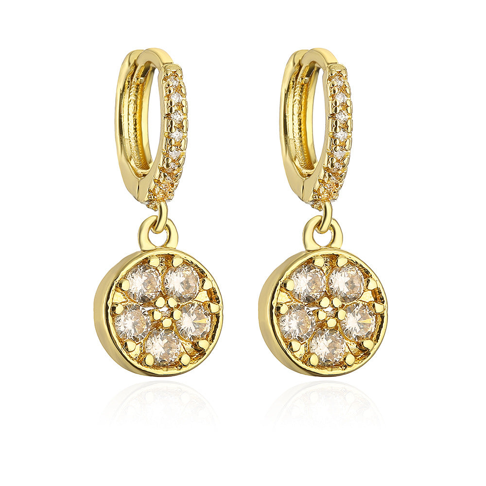 Orecchini a farfalla alla moda in rame placcati oro 18 carati con intarsio di zirconi per donna