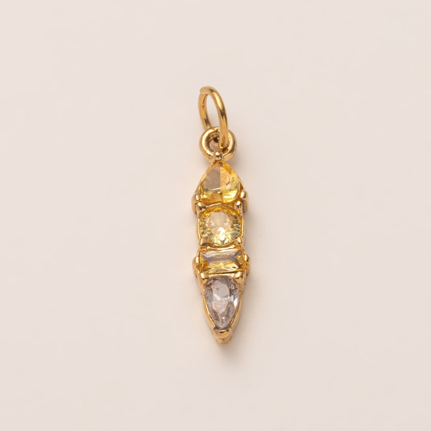 18K Gold Plated PVD Stainless Steel Cubic Zirconia Abstract Charm Bar Necklace with Ball Chain for Unisex