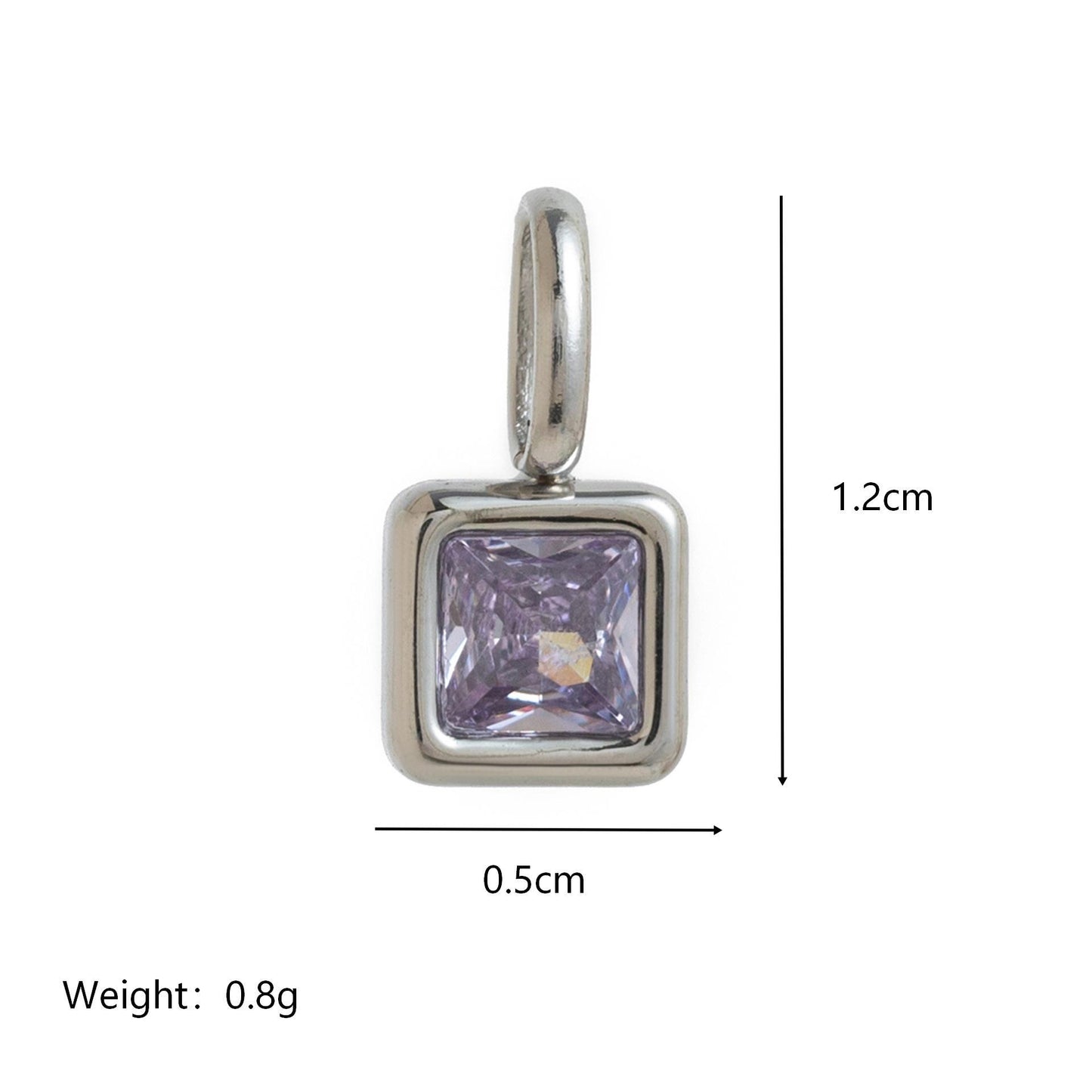 Minimalist Square Stainless Steel Pendant with Cubic Zirconia Inlay Titanium Steel Corn Chain Necklace for Women DIY Charm Bar