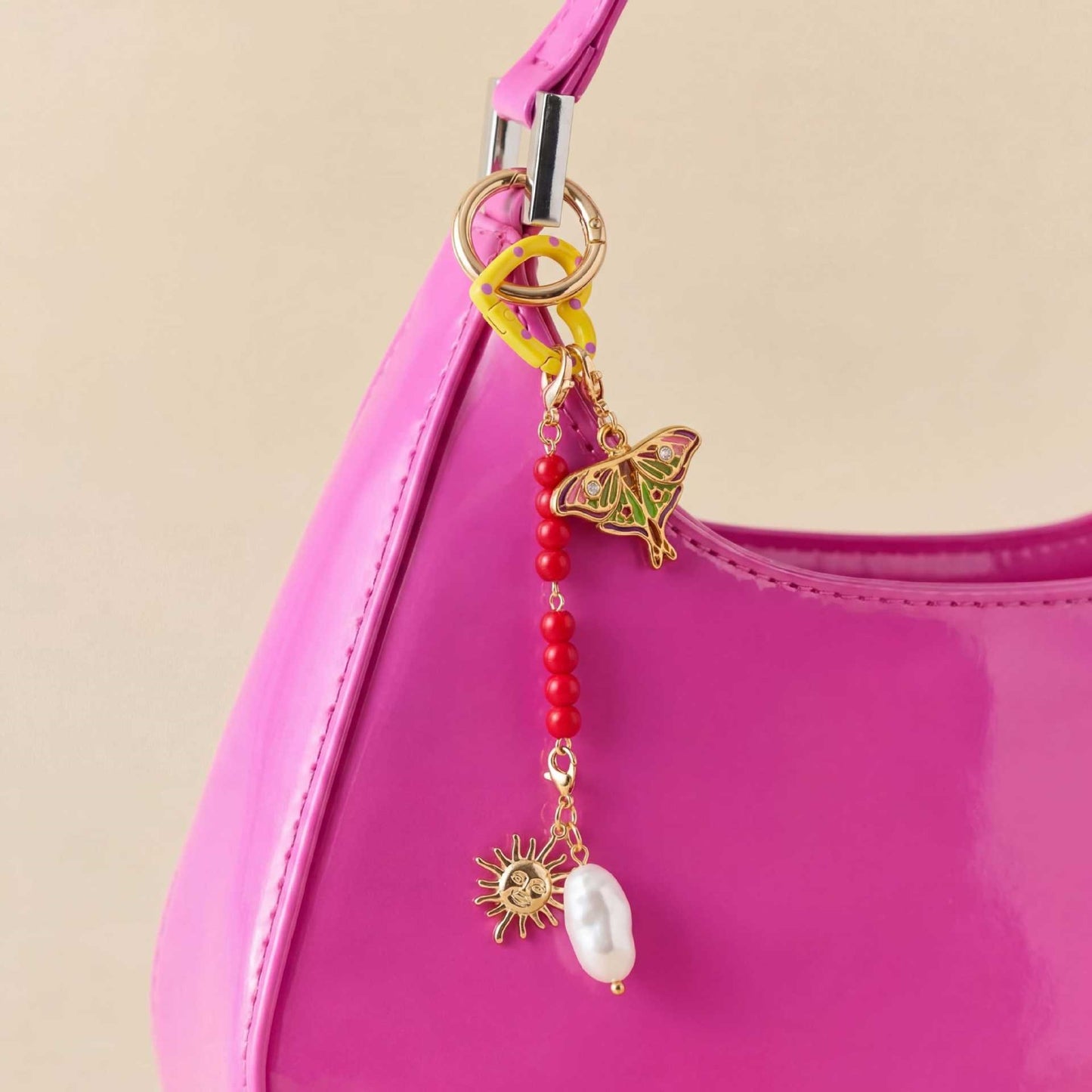 Sweet Colorful Acrylic Food Shape Bag Chain Charm Keychain with Fruit Pattern