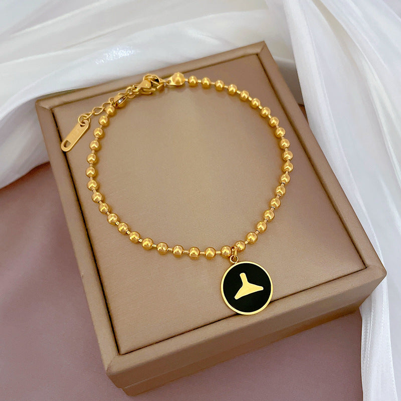 Constellation Moon Star Drop Zircon Bracelet in Titanium Steel with Gold Plating for Women