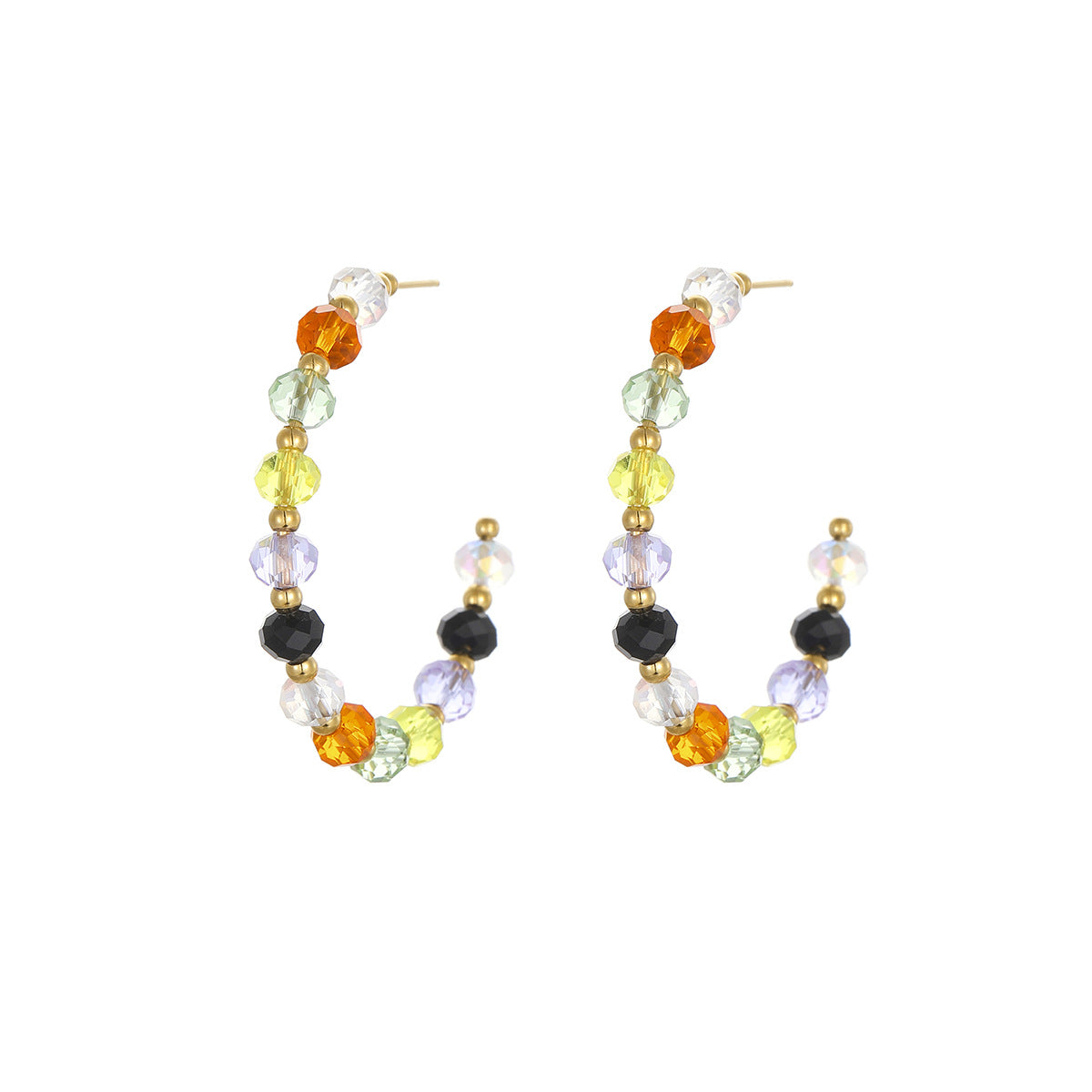 Pendientes de aro geométricos minimalistas de acero inoxidable con acabado chapado para mujer