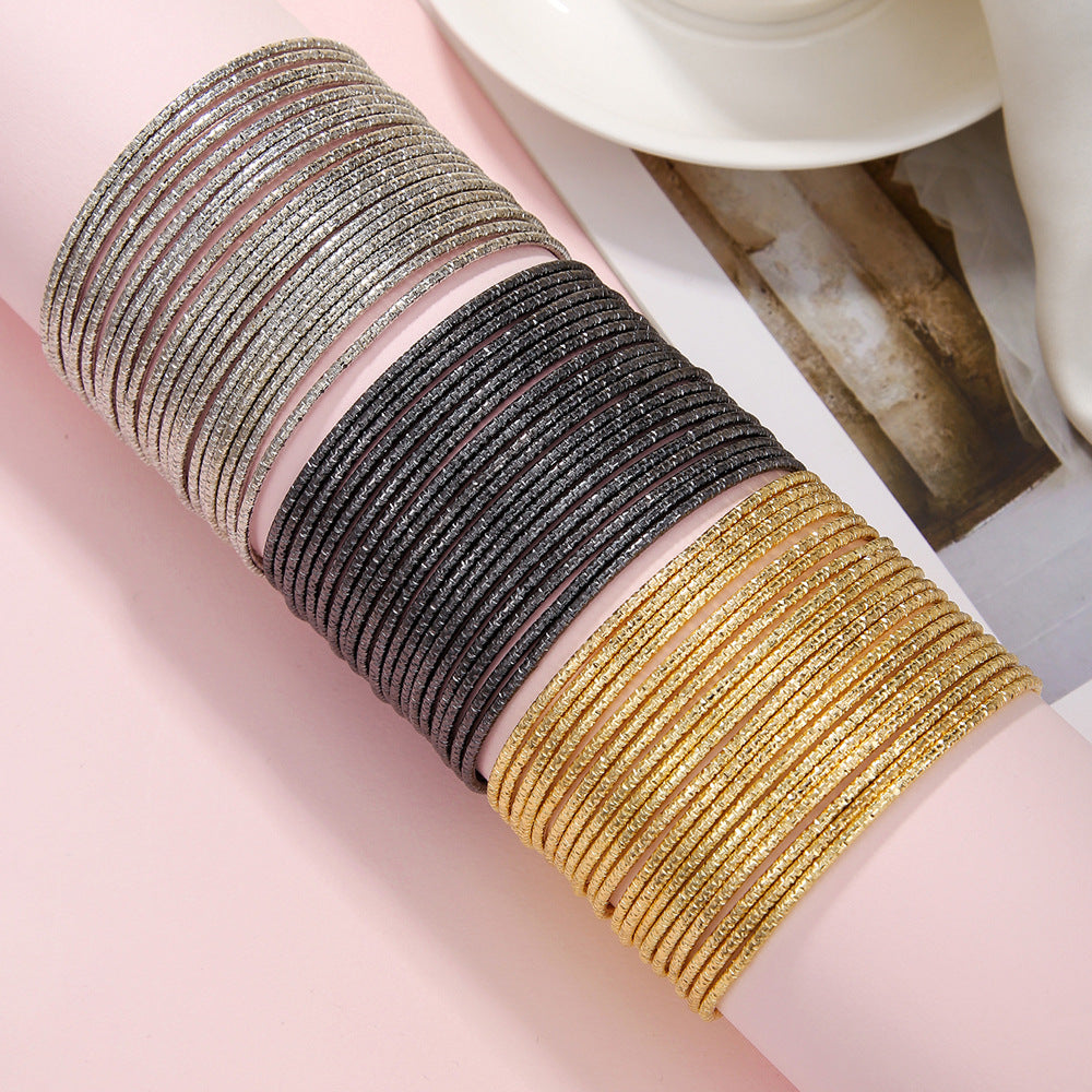 Bohemian Geometric Round Plated Alloy Bangle Set