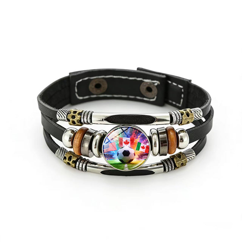 Bracciale in pelle placcato geometrico unisex
