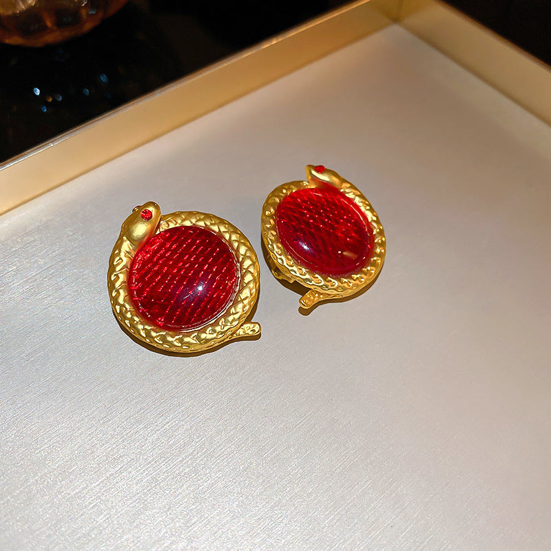 Elegant Geometric Earrings for Women with Enamel Finish in Copper and Stainless Steel Studs