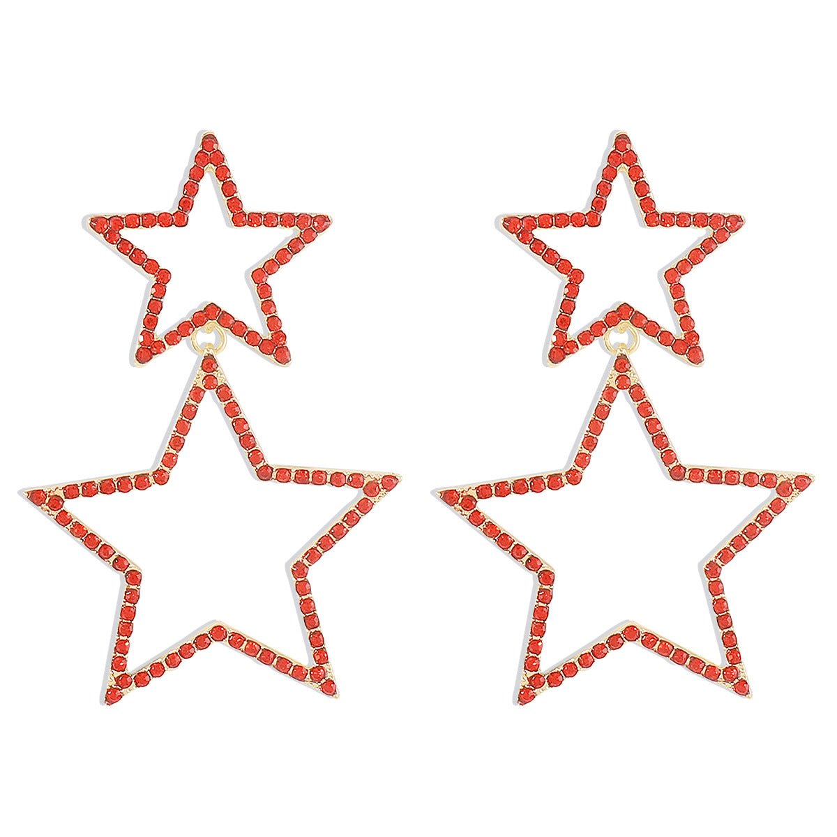 Orecchini a forma di stella, dolci e audaci, con strass, base in lega placcata e perni in acciaio inossidabile