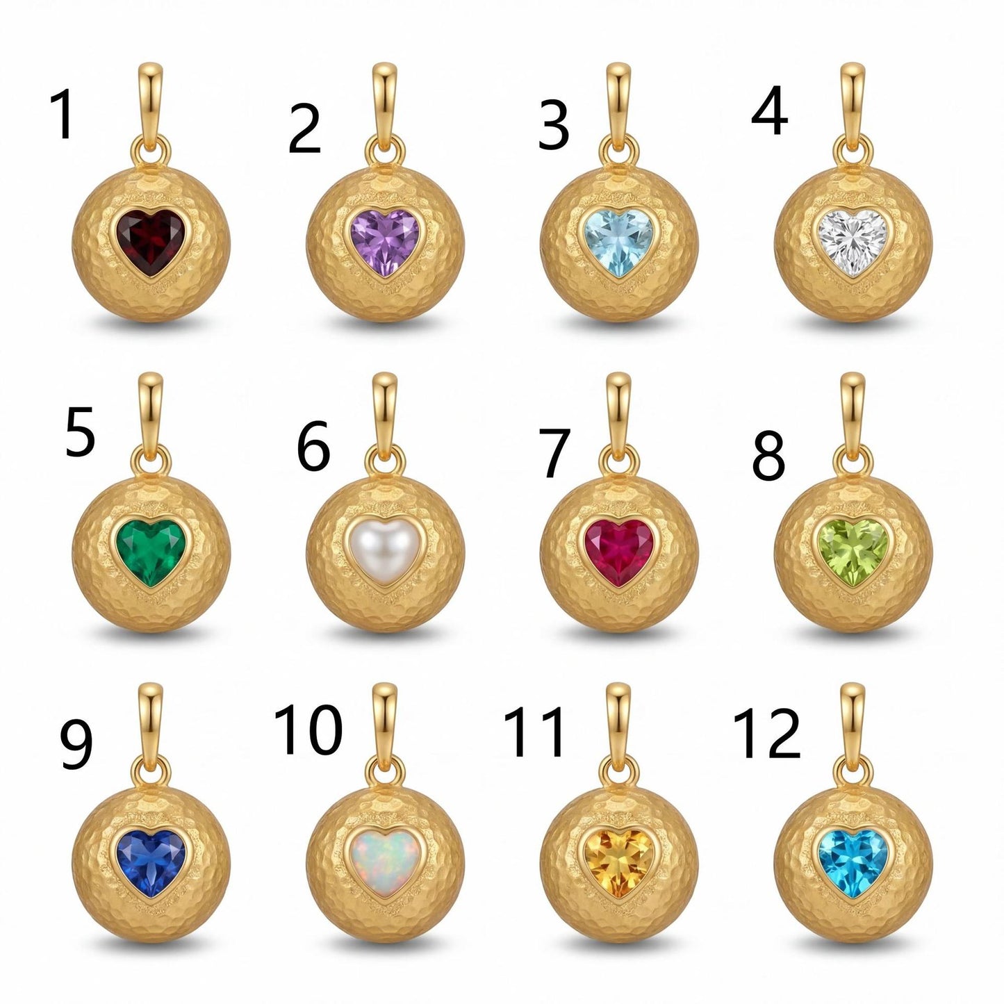 Vintage 14K Gold Plated Heart Cubic Zirconia Brass Pendant Charm Bar