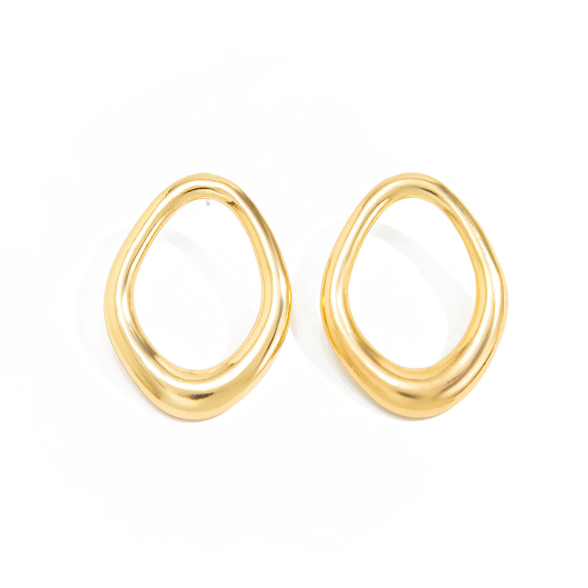 Elegant Plated Zinc Alloy Floral Geometric Hollow Irregular Ruffled Earrings for Women