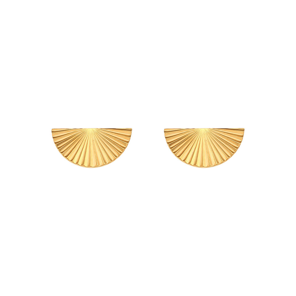 Fashion Geometric Stainless Steel Necklace with 18K Gold Plated Striped Pendant for Women