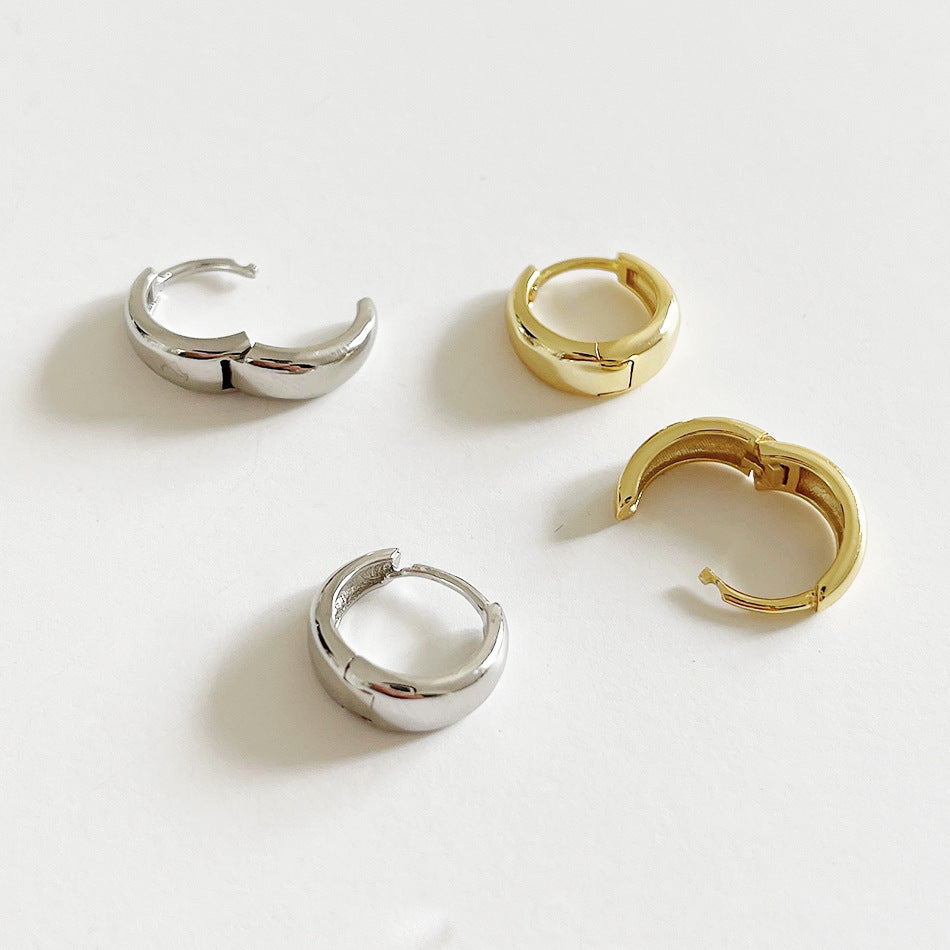 Orecchini a cerchio larghi ovali a stella in argento sterling 925 minimalisti