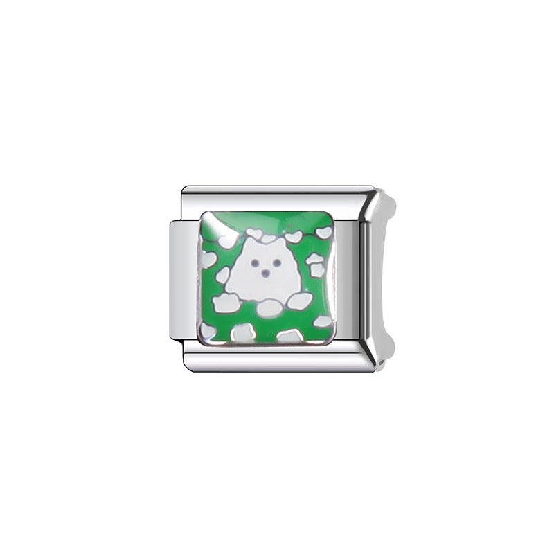 Sweet Cartoon Character Stainless Steel Plated DIY Charm Bar Watch Strap