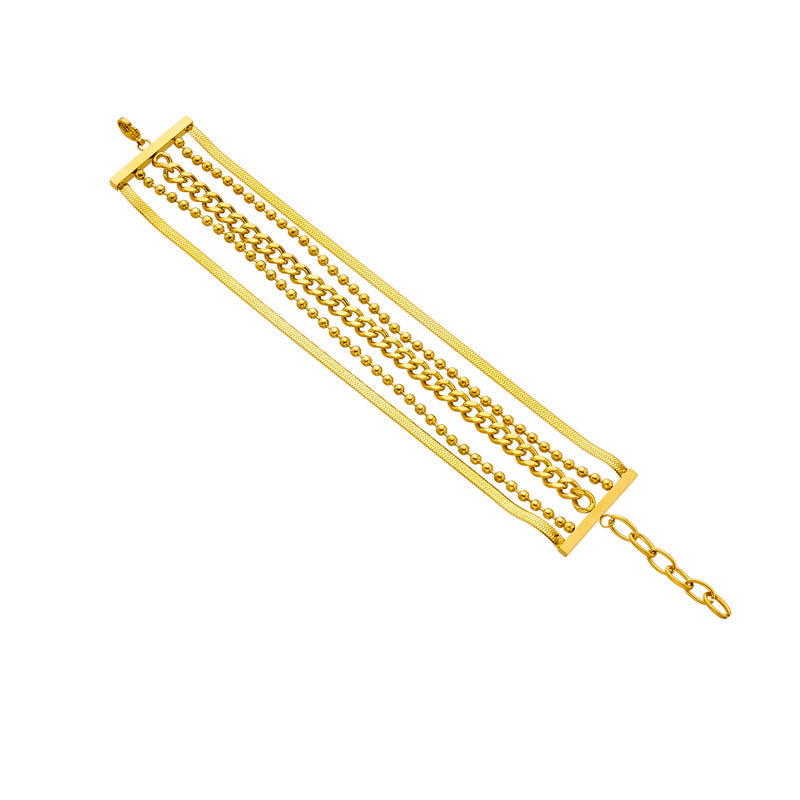 Punk Style Irregular Wide Titanium Steel Bracelet with Plated Finish for Women