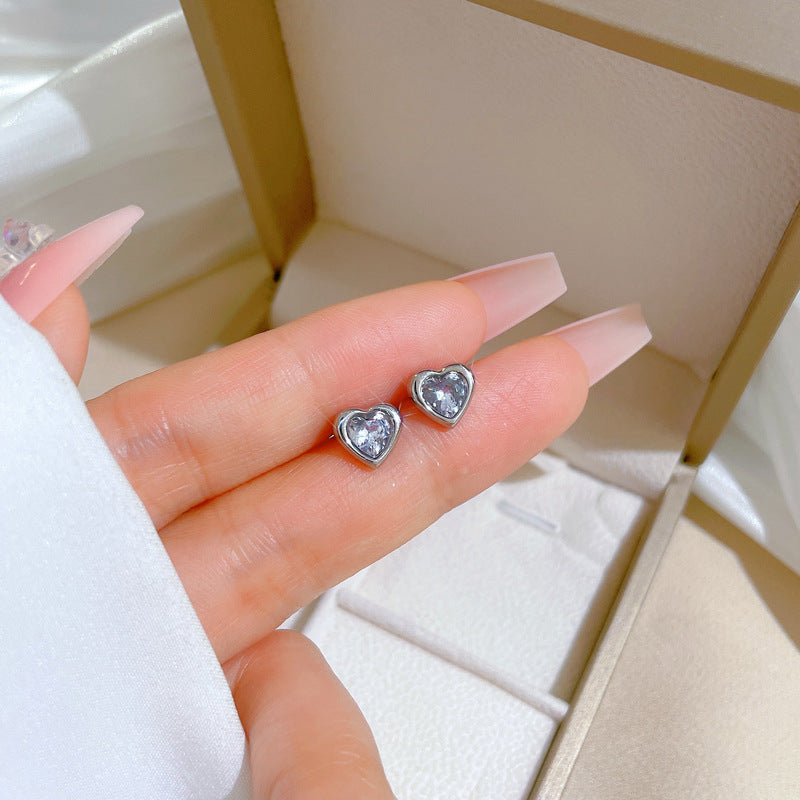 Minimalist Heart Geometric Titanium Steel Earrings Nature-Inspired Women's Stud Earrings