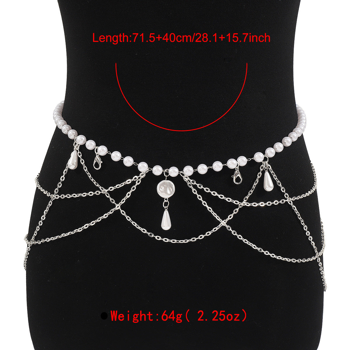 Catenina minimale a tracolla per donna con base in lega e perle simulate, design alla moda dai toni freddi