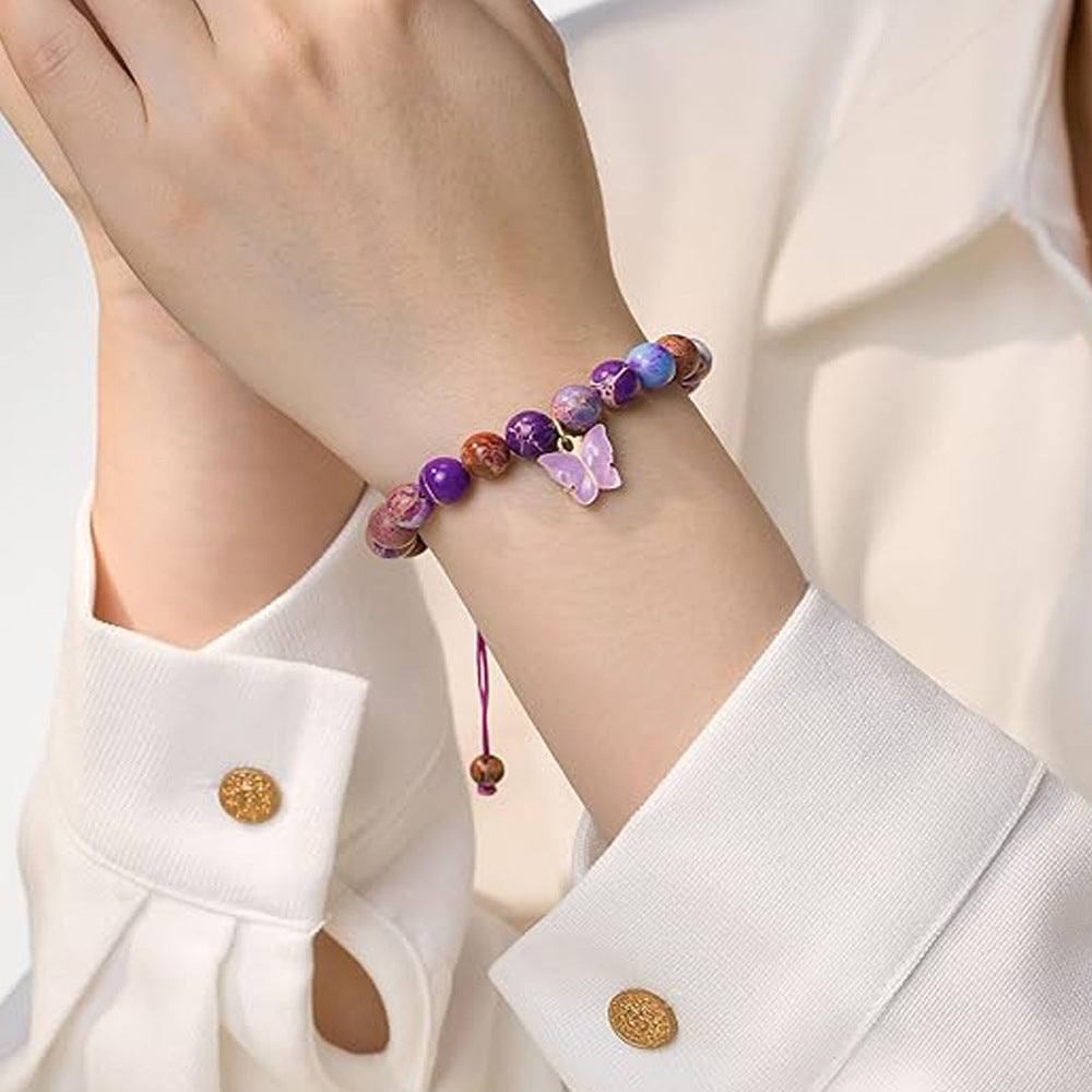 Handmade Woven Butterfly Stone Bracelet Unisex Gift