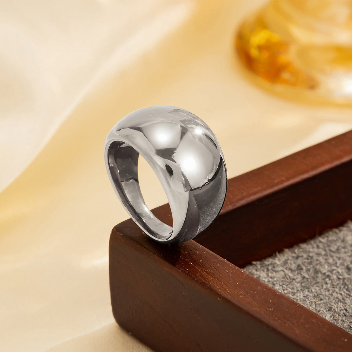 Minimalist Geometric Heart Teardrop Plated Stainless Steel Ring for Women