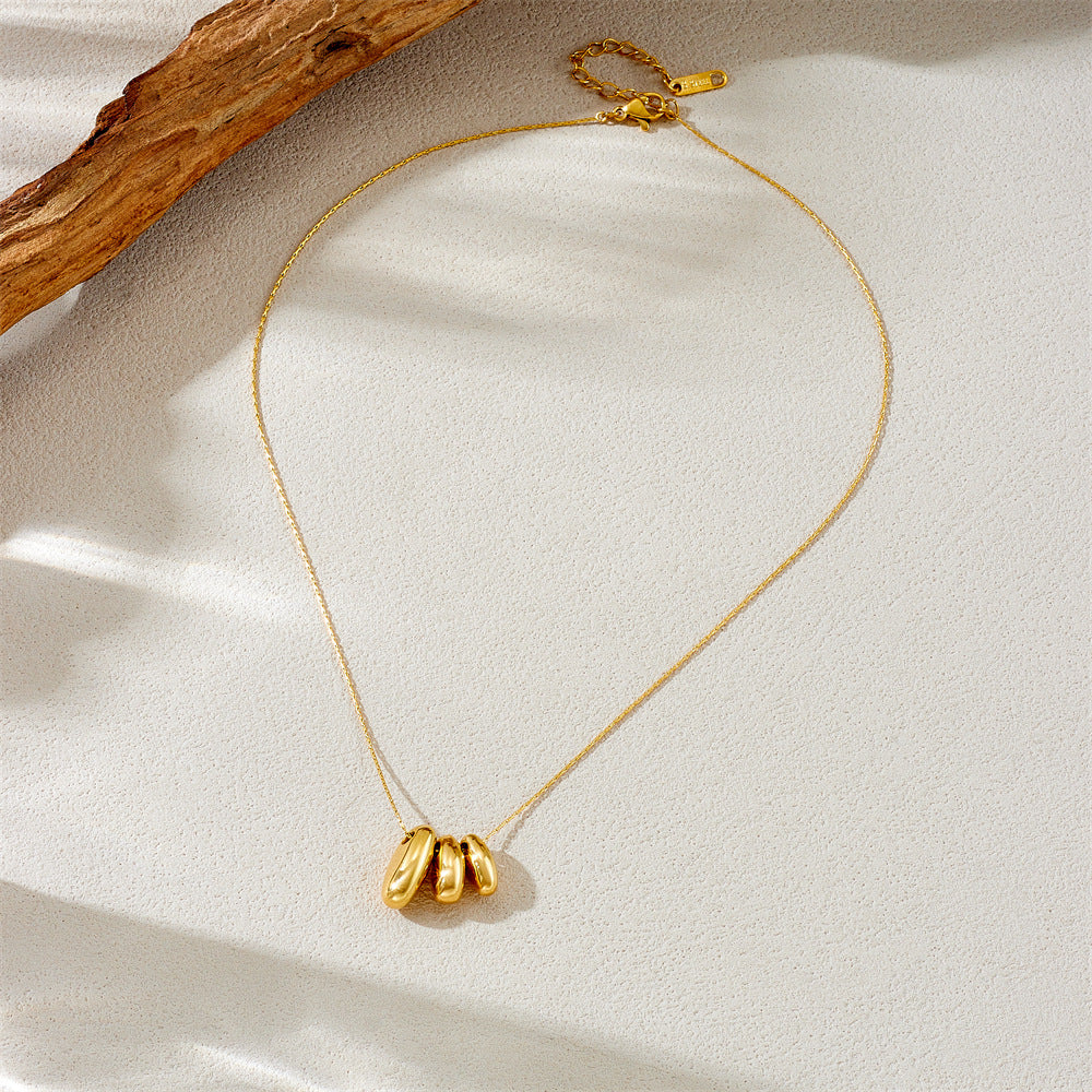 Minimalist Geometric Pendant Necklace in Stainless Steel with Gold Plating on Box Chain for Women