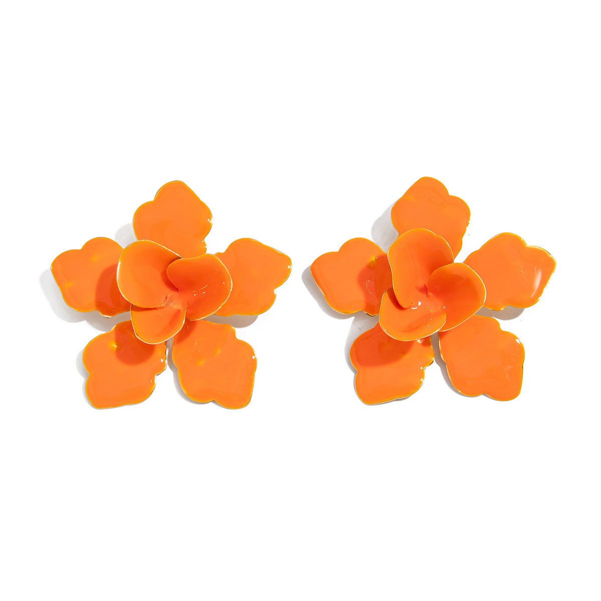 Aretes de esmalte floral exagerados para mujer con postes de acero inoxidable, paleta de colores vibrantes dopamina, joyería botánica inspirada en las vacaciones