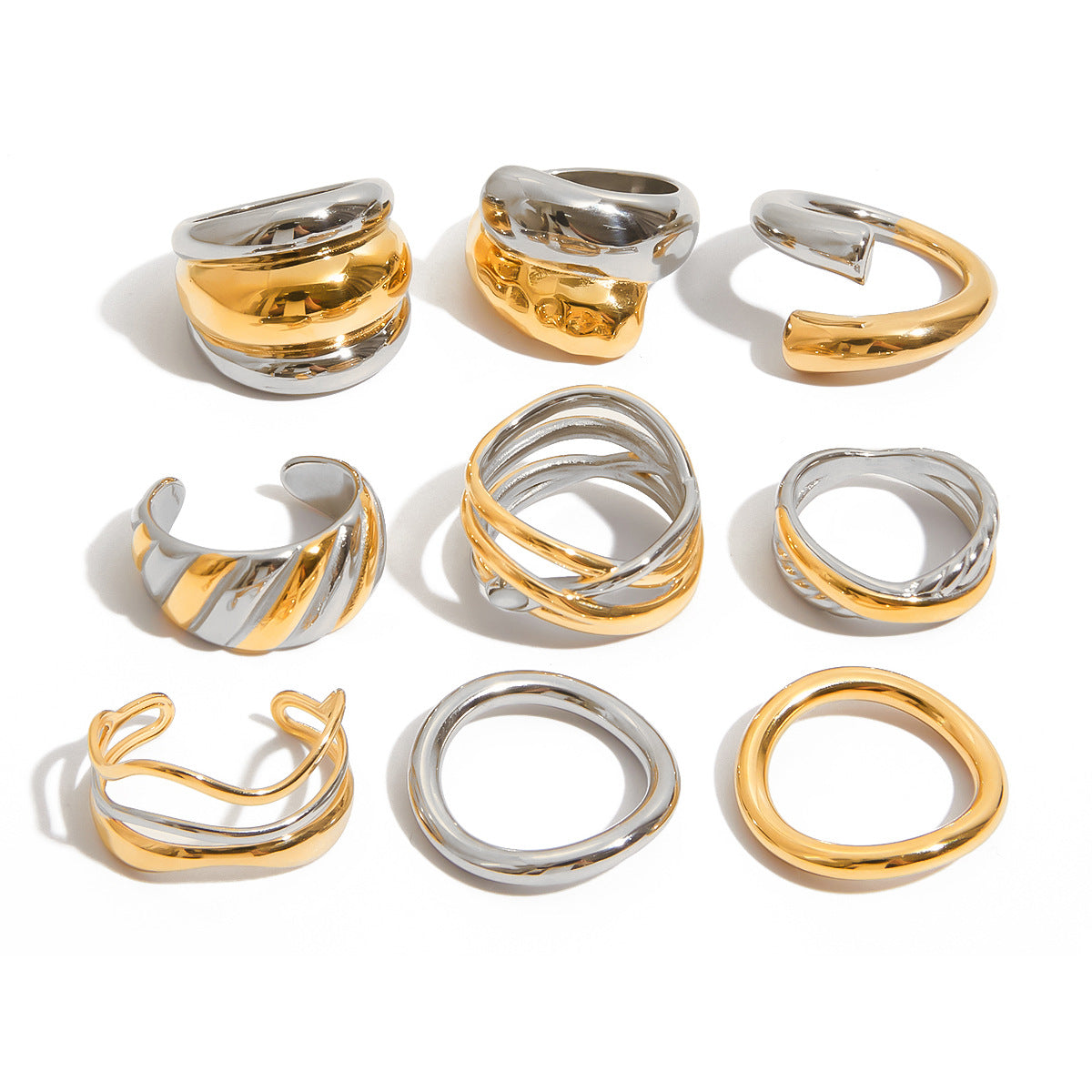 Geometric Stainless Steel Plated Ring for Women with Luxe Minimalist Appeal