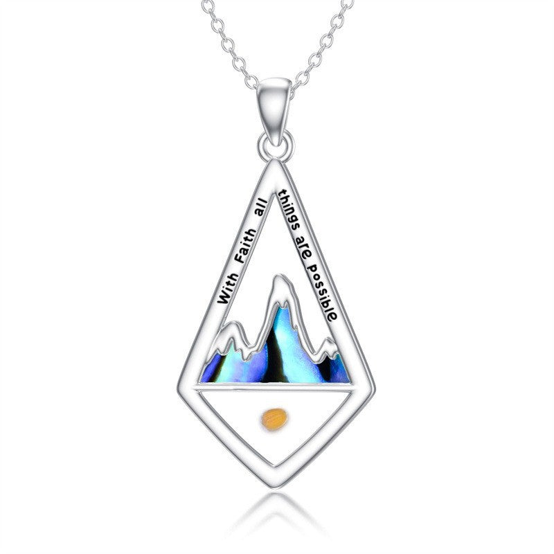 Minimalist Geometric Hill Mustard Seed Faith Necklace in Stainless Steel with Polished Finish