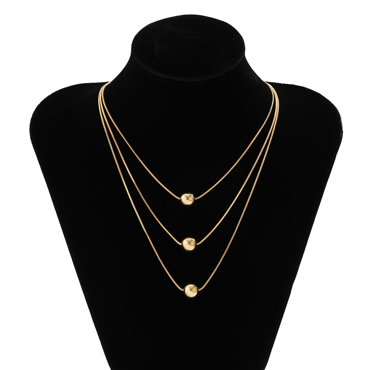 Collana pendente geometrica stile punk da donna con catena a serpente multistrato e struttura in metallo