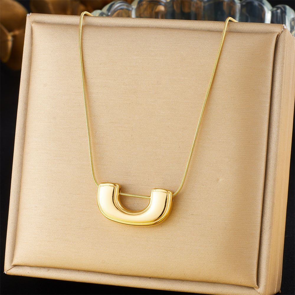 Minimalist Gold Plated Stainless Steel Layered Necklace with Heart Floral and Geometric Pendants