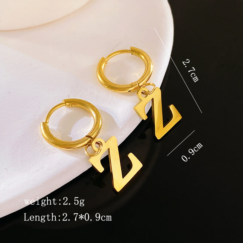 Minimalist Luxury Letter Brass Plated Earrings with Stainless Steel Posts for Women