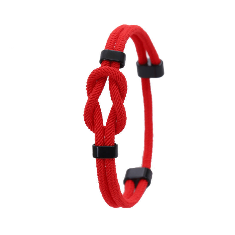 Casual Handmade Geometric Cord Bracelet Unisex Double Layer Woven Knot Gift